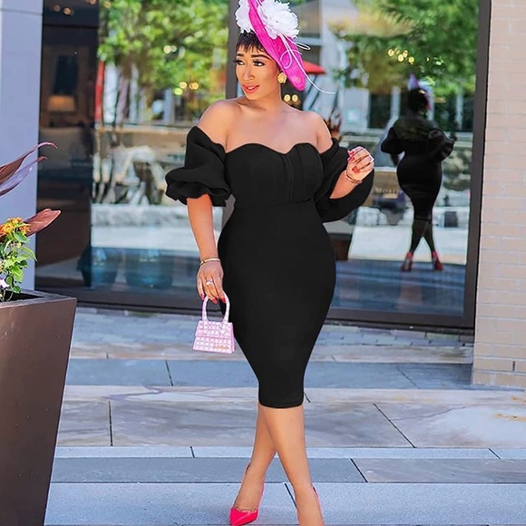 ♠️ Black off shoulder cute dress - Picture 1 of 10
